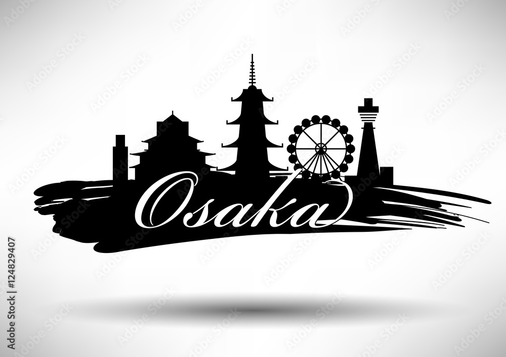 Vector Graphic Design of Osaka City Skyline