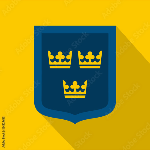 Coat of arms of Sweden icon. Flat illustration of coat of arms of Sweden icon for web