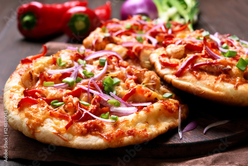 Pizza with meat and vegetables