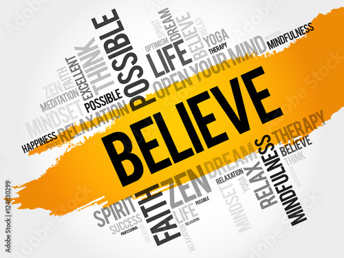 Believe word cloud collage, concept background