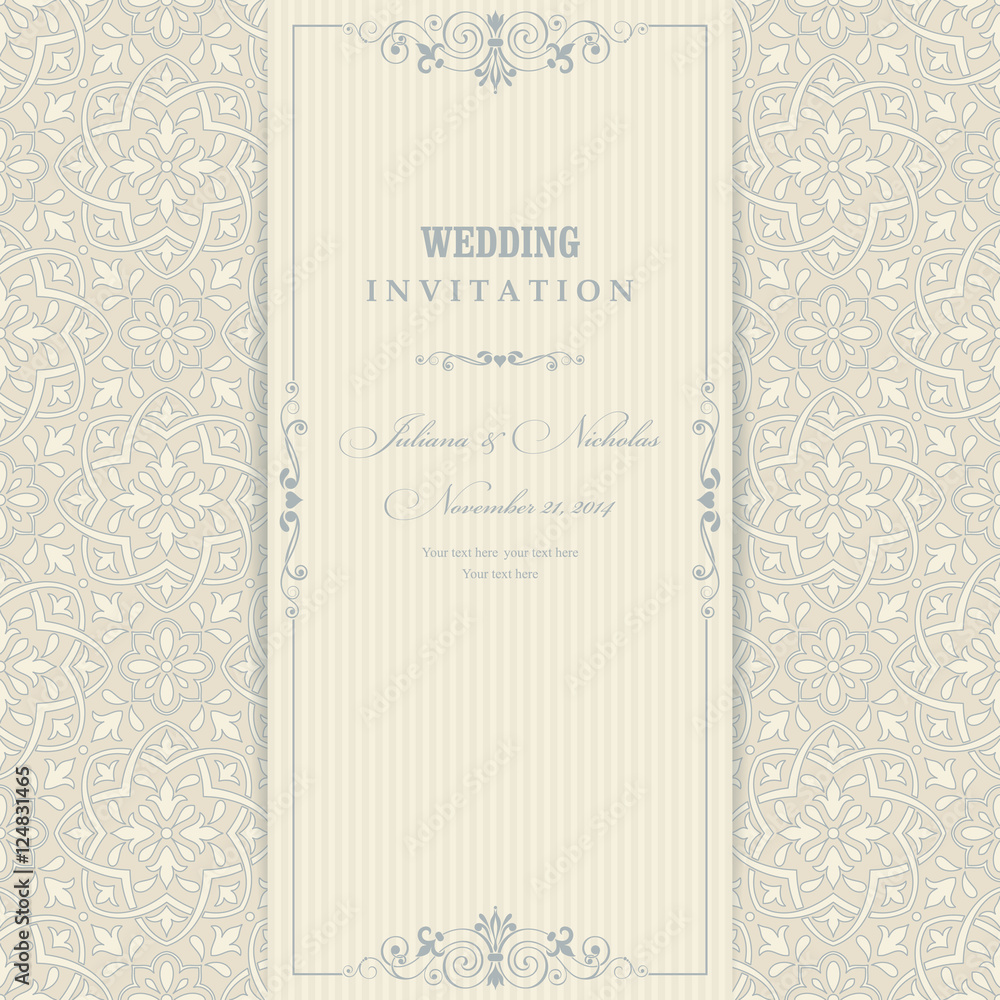 Invitation cards in an old-style beige and blue. Invitation cards in an old-style beige and blue.