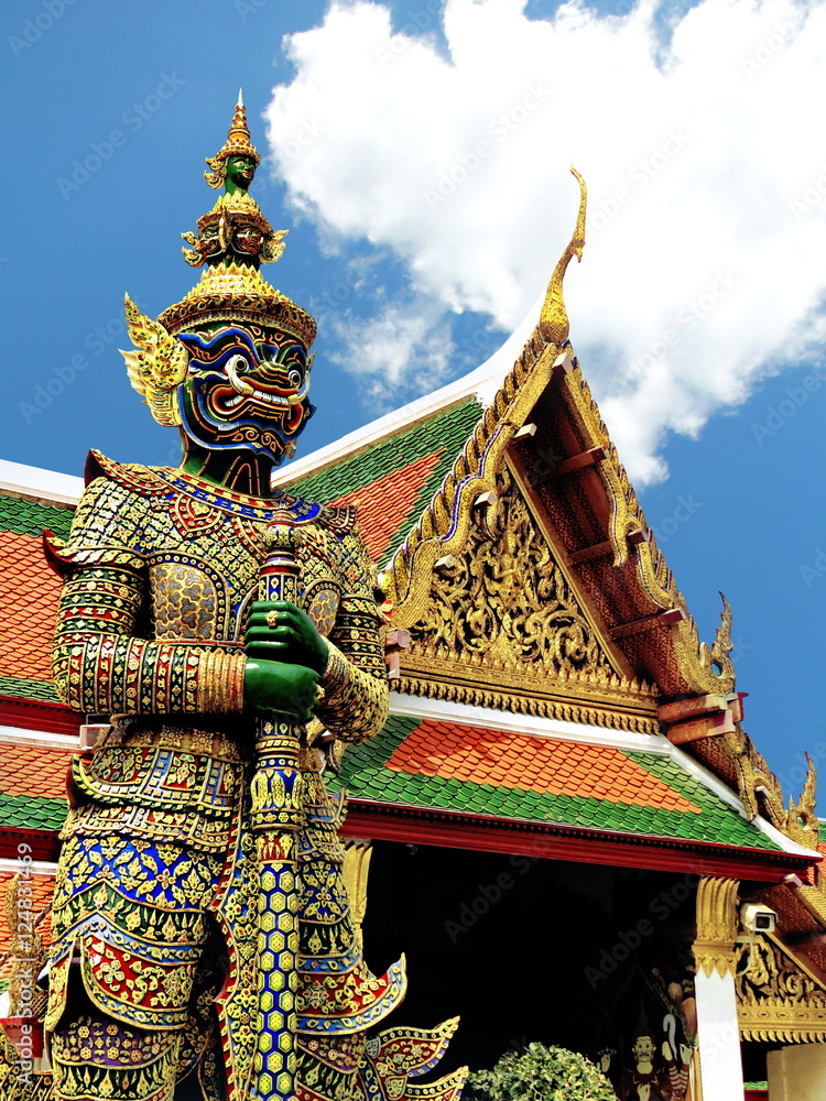 Thai style giant statue  at Temple of Emerald Buddha (Wat Phra Kaew) in Grand Royal Palace,Thailand