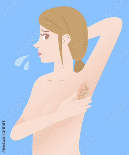 women's underarm hair removal before after concept, unwanted hair, superfluous hair, vector illustration