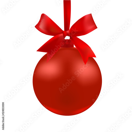 The ball of red color with a bow. illustration
