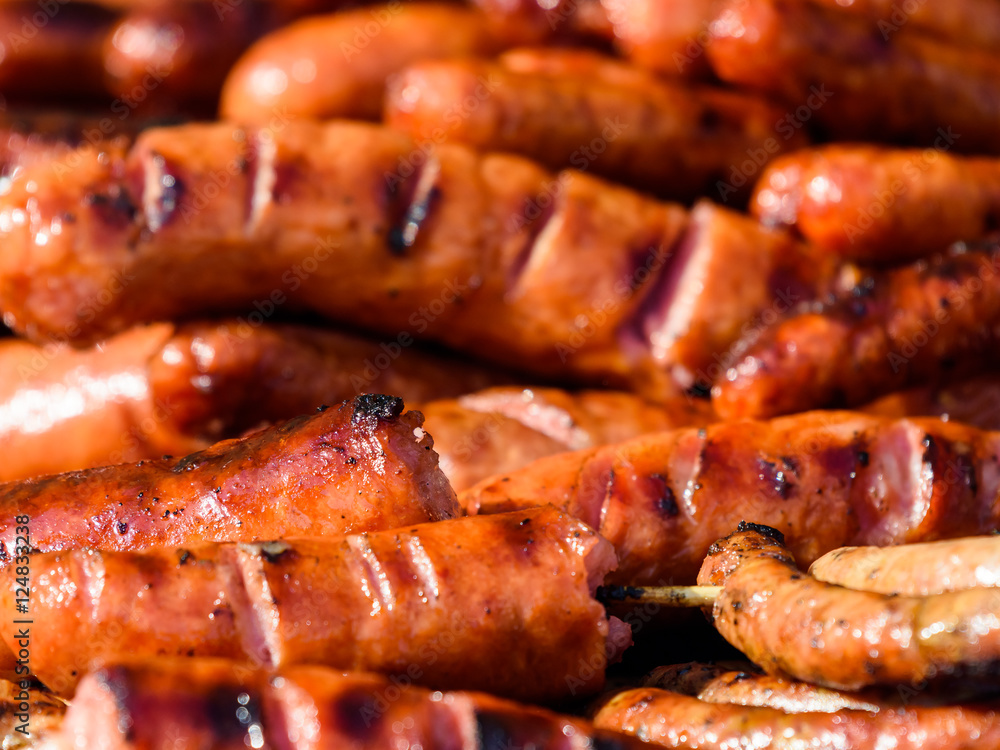Sausages On Barbecue Grill Sausages On Barbecue Grill