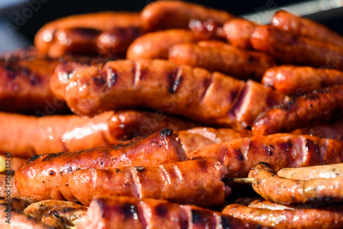 Sausages On Barbecue Grill