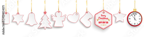 Christmas Red Price Stickers Golden Ribbons Clock 2017