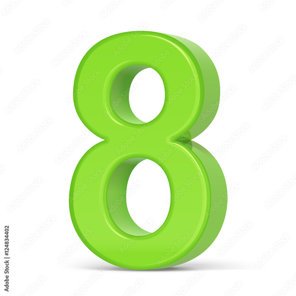 3d light green number 8 3d light green number 8