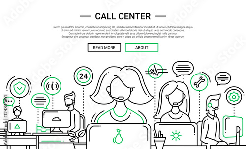Call Center - line design website banner temlate