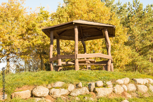 Wooden arbour on the hill Fototapet