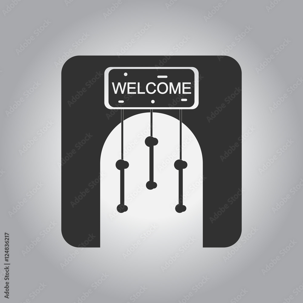 Black and white Vector illustration in flat design Halloween icon party door Black and white Vector illustration in flat design Halloween icon party door
