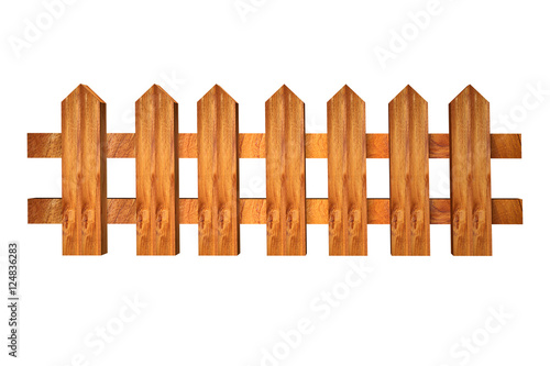 Wooden fence isolated on white background.3d illustration