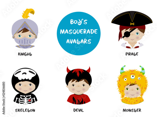 Set of halloween avatars for boys