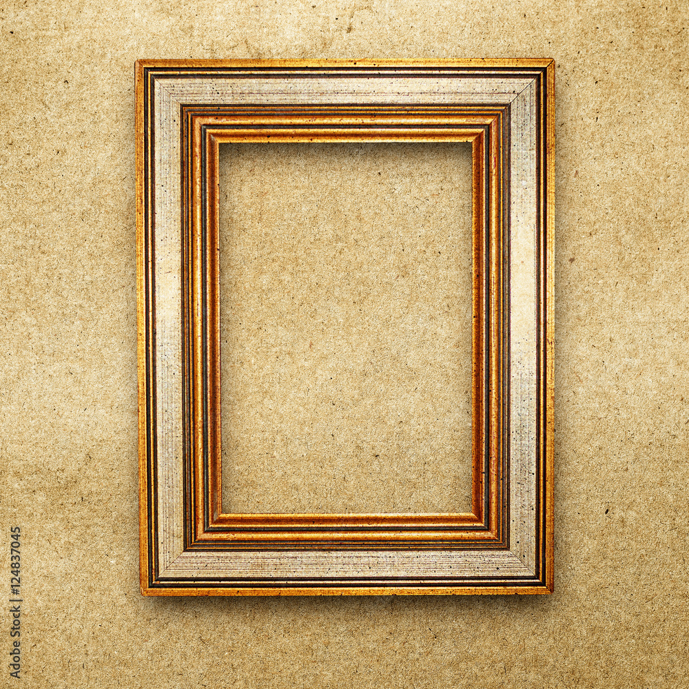 Fototapeta premium ventage wood frame background, on grunge paper texture