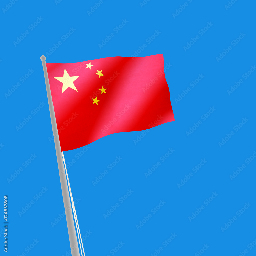 China flag on blue background. 3d illustration China flag on blue background. 3d illustration