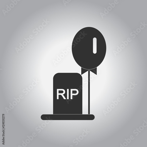 Vector illustration in flat design Halloween icon grave monument and balloon