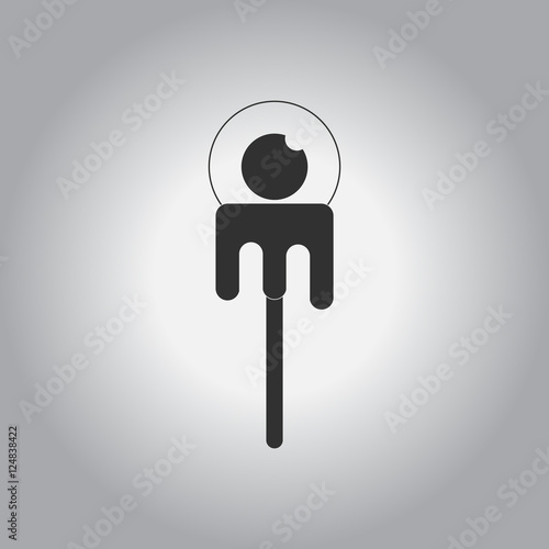 Vector illustration in flat design Halloween icon Bloody eyeball on stick