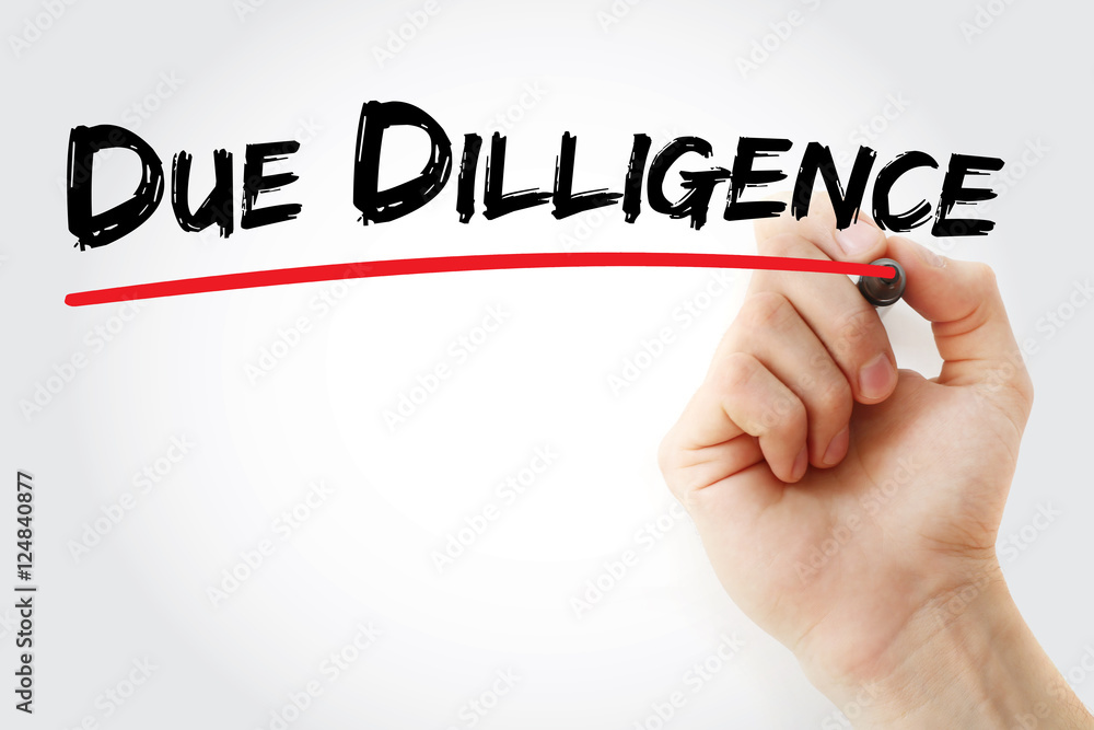 Hand writing Due dilligence with marker, concept background Hand writing Due dilligence with marker, concept background