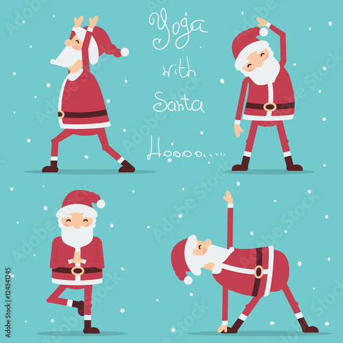 Santa Claus doing yoga.Vector illustration