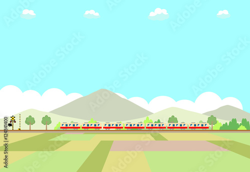 電車　田園風景