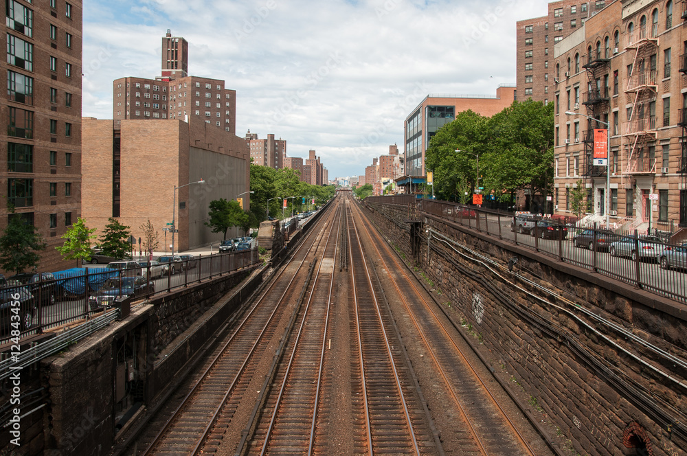 Empty railway metro lines in Manhattan, New York