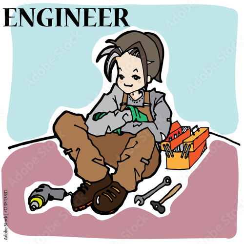Lady engineer cartoon character