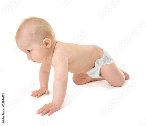 Adorable little baby on whi...