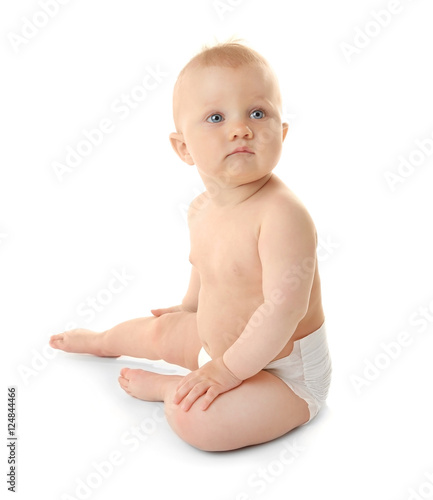 Adorable little baby on whi...