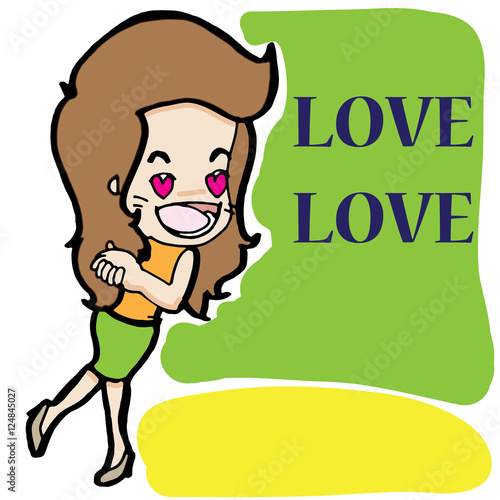woman in love cartoon vector character
