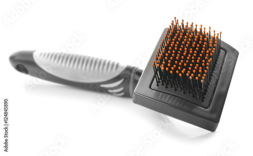 Grooming brush for pets on white background