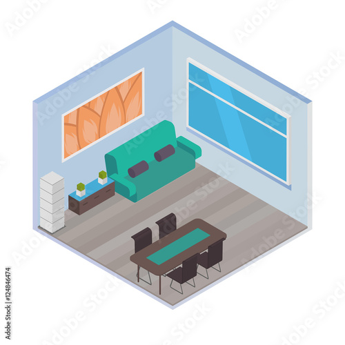 Vector isometric house room