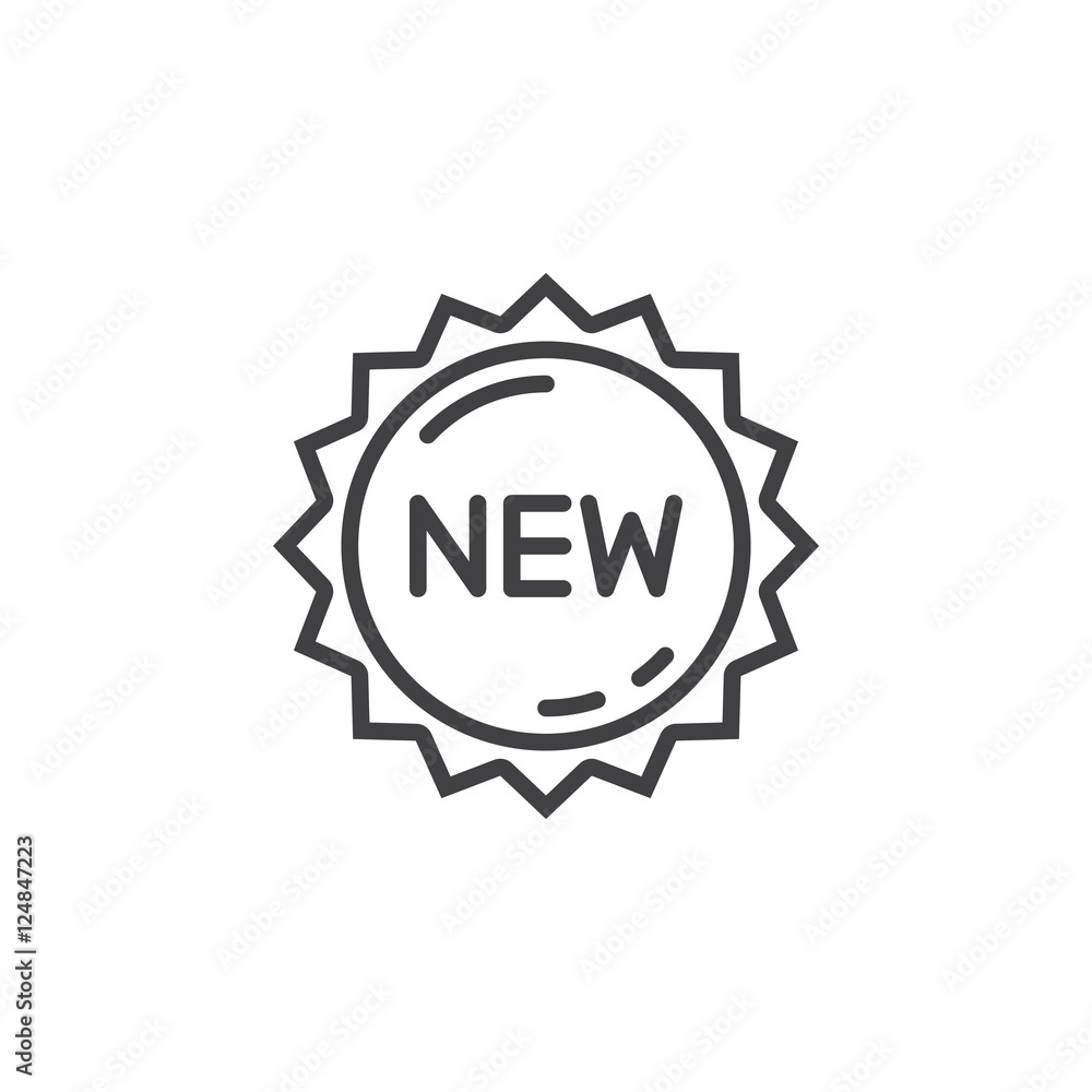 New label, sticker line icon, outline vector sign, linear pictogram isolated on white. logo illustration New label, sticker line icon, outline vector sign, linear pictogram isolated on white. logo illustration