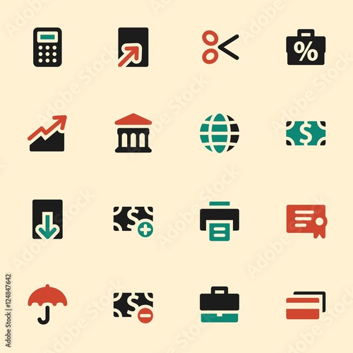 Finance web icons set. Mobile screen symbols.