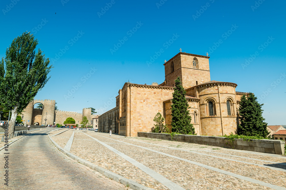San Vicente Roman Church (St. Vincent Roman Church), back side view, Avila city, Castile and Lion region (