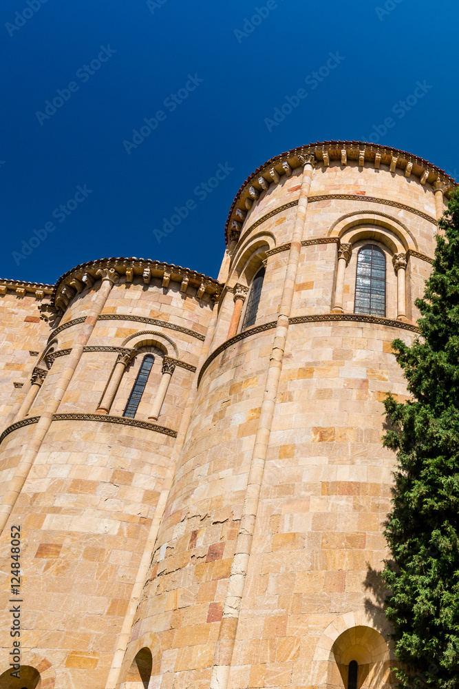 San Vicente Roman Church (St. Vincent Roman Church), back side view, Avila city, Castile and Lion region (
