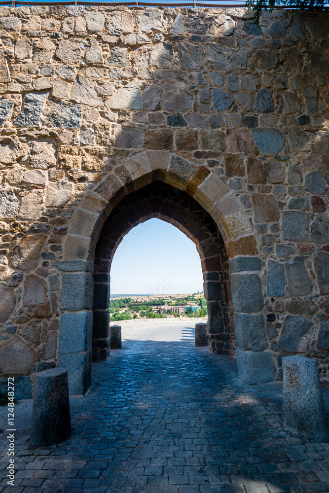 A gate from the Avila city medieval walls, seen from the inside, Avila City, Castile and Lion region (