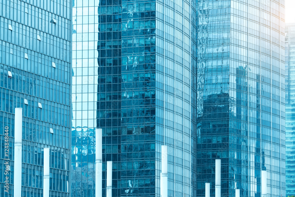 Contemporary office building blue glass wall detail Contemporary office building blue glass wall detail