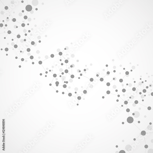 Structure molecule and communication Dna, atom, neurons. Science concept for your design. Connected lines with dots. Medical, technology, chemistry, science background. Vector illustration.