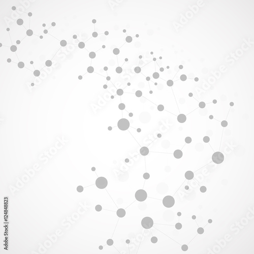 Structure molecule and communication Dna, atom, neurons. Science concept for your design. Connected lines with dots. Medical, technology, chemistry, science background. Vector illustration.