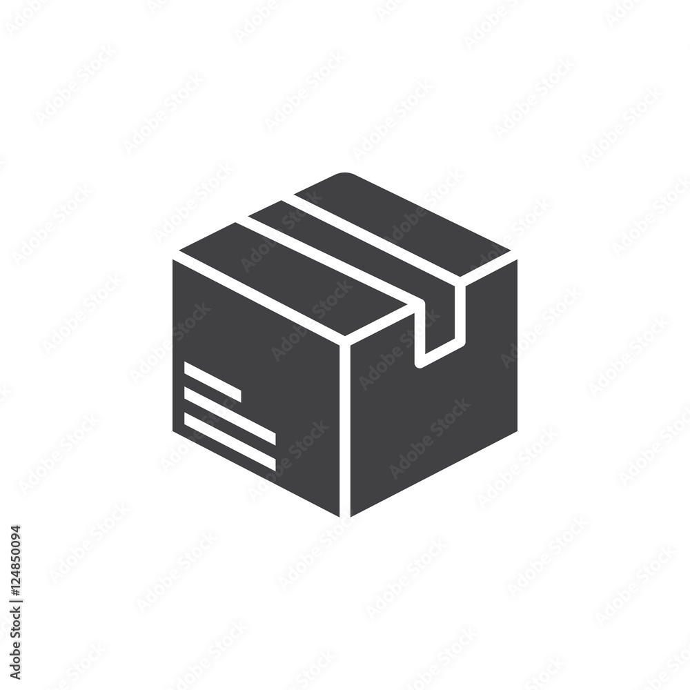 Box, package icon vector, filled flat sign, solid pictogram isolated on white, logo illustration Box, package icon vector, filled flat sign, solid pictogram isolated on white, logo illustration