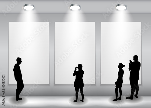 Silhouette of people in Background with Lighting Lamp and Frame 