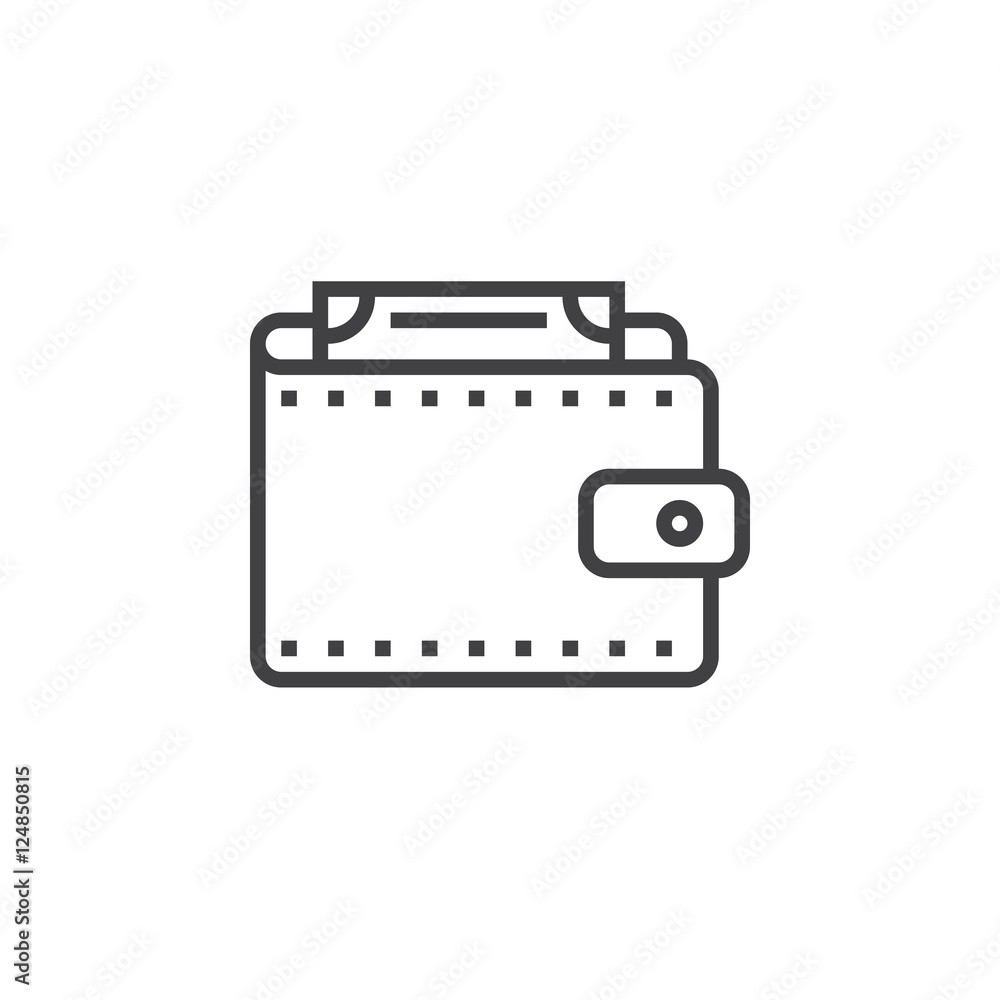 wallet, purse line icon, outline vector sign, linear pictogram isolated on white. logo illustration