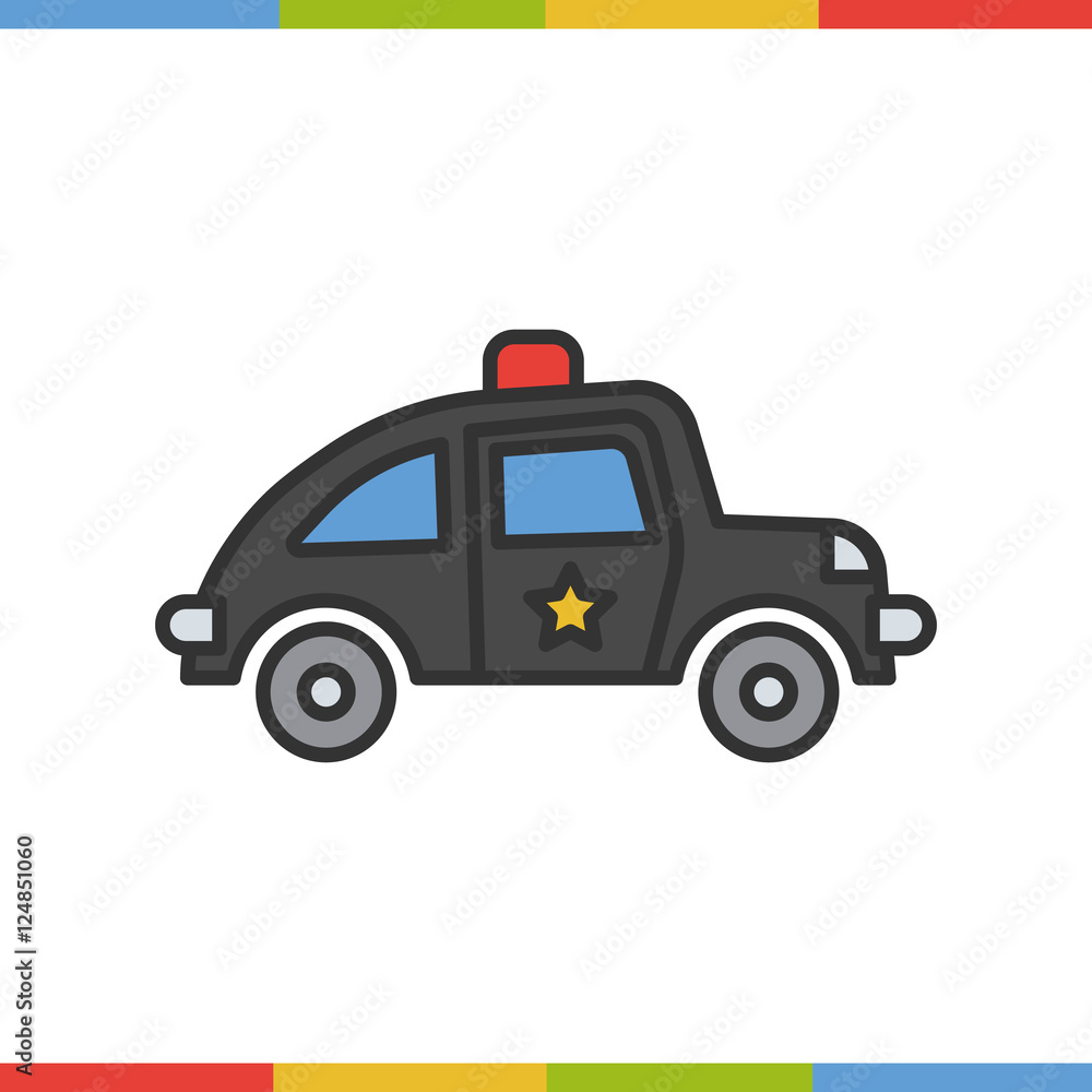 Police car color icon. Grey and red.