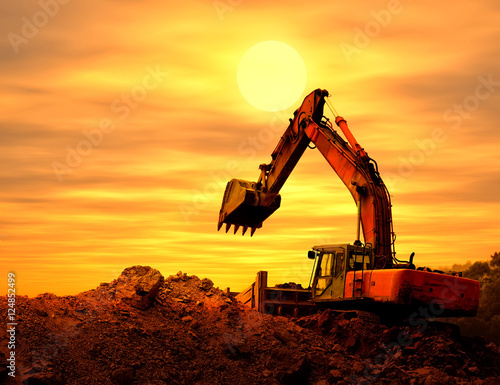 Wallpaper Mural excavator loader machine during earthmoving works outdoors Torontodigital.ca