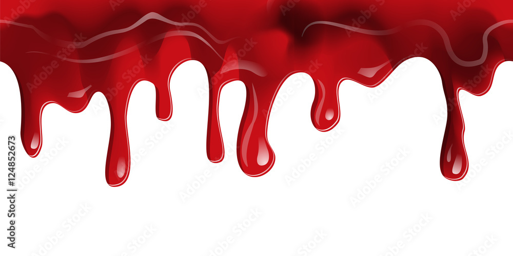 Dripping seamless blood. Flow liquid, drip wet. Thick red ketchup or jam flow down Halloween concept: Blood dripping - Seamless Vector on white background Dripping seamless blood. Flow liquid, drip wet. Thick red ketchup or jam flow down Halloween concept: Blood dripping - Seamless Vector on white background