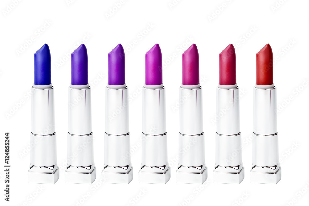 Set of same multicolored lipstick tubes Set of same multicolored lipstick tubes