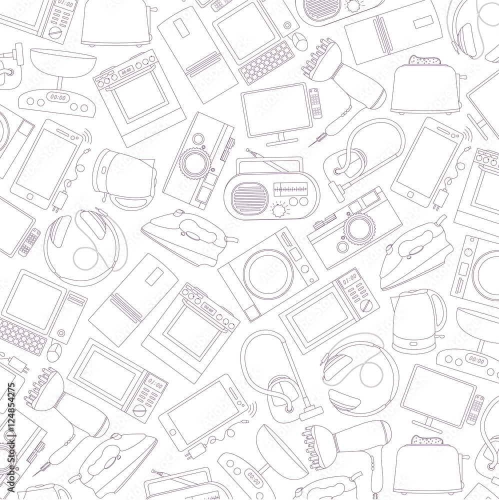 vector pattern of home electronic appliances