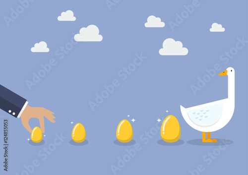 Businessman with goose and golden egg