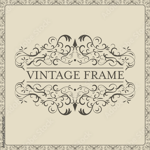 Vintage vector frame in vintage style. Calligraphic design.