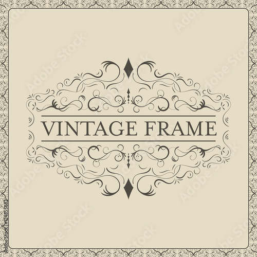 Vintage frame with decorative curves and spirals.